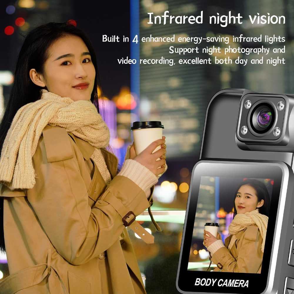 Body Camera with 180° Rotating Lens