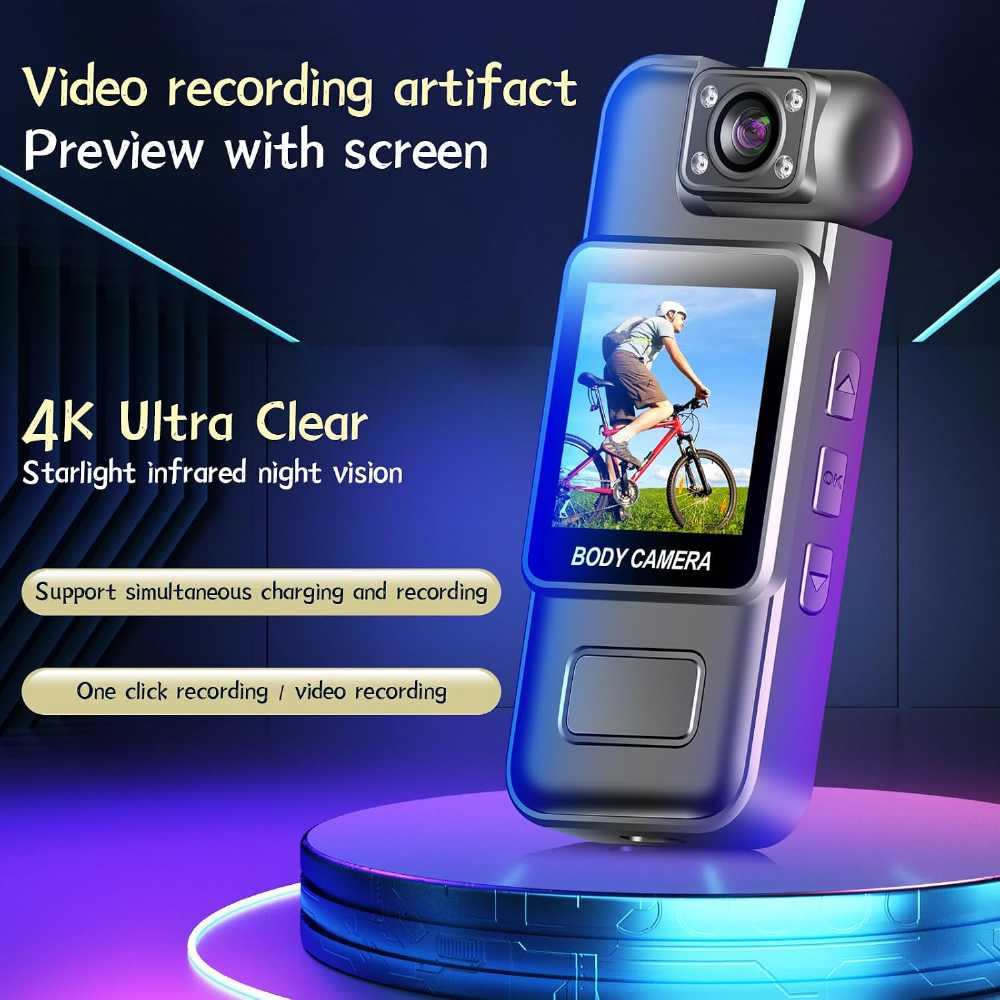 Body Camera with 180° Rotating Lens