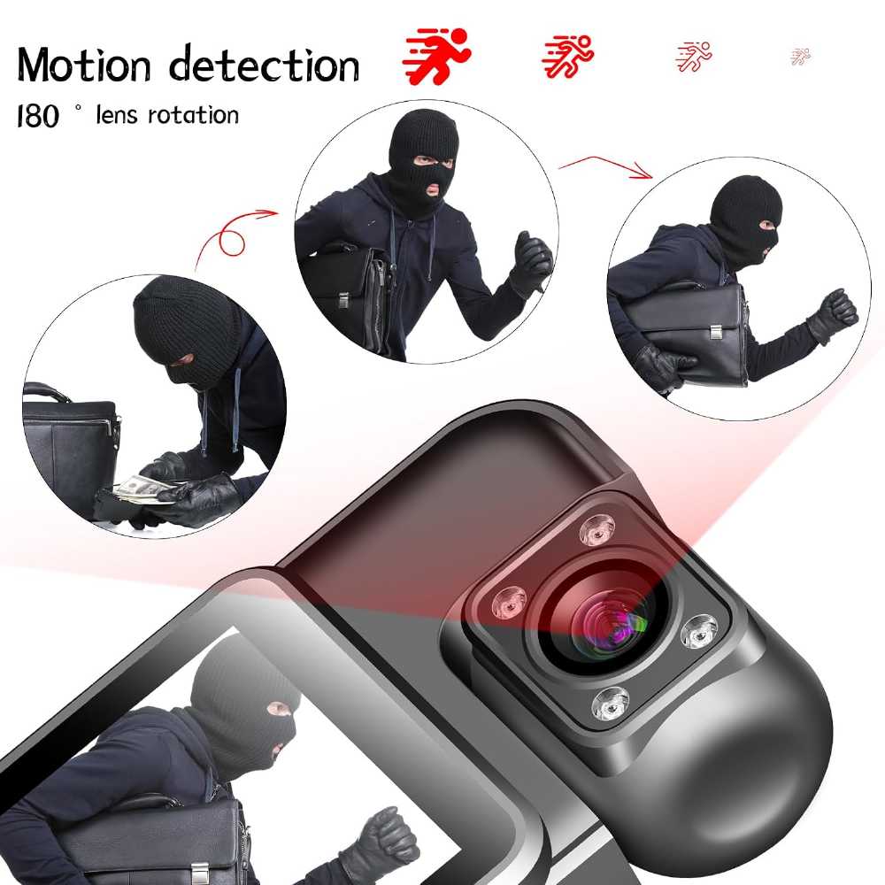 Body Camera with 180° Rotating Lens